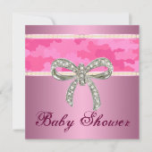 Roze uitnodiging tot Baby shower van Camo Diamond  (Voorkant)