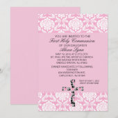 Roze uitnodiging tot communiqué van Damask Girls (Voorkant / Achterkant)