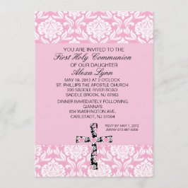 Roze uitnodiging tot communiqué van Damask Girls