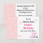 Roze uitnodiging tot geboorte van Skating Party (Voorkant / Achterkant)