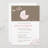 Roze uitnodiging tot het Baby shower van het vervo (Voorkant / Achterkant)