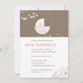 Roze uitnodiging tot het Baby shower van het vervo