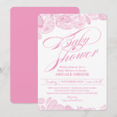 Roze uitnodiging tot het Baby shower van Paisley (Voorkant / Achterkant)