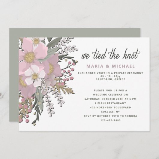 Roze uitnodiging tot het huwelijk (Voorkant / Achterkant)