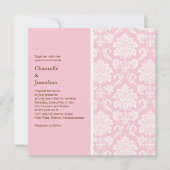 Roze uitnodiging tot het huwelijk van Damask (Voorkant)