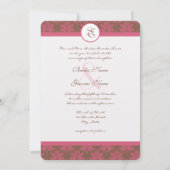 Roze uitnodiging tot het huwelijk van Damask (Achterkant)