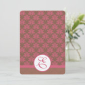 Roze uitnodiging tot het huwelijk van Damask (Staand voorkant)