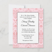Roze uitnodiging tot het huwelijk van Damask (Voorkant)