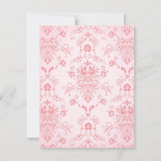 Roze uitnodiging tot het huwelijk van Damask (Achterkant)