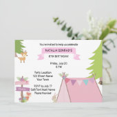 Roze uitnodiging tot het indienen van een campagne (Staand voorkant)