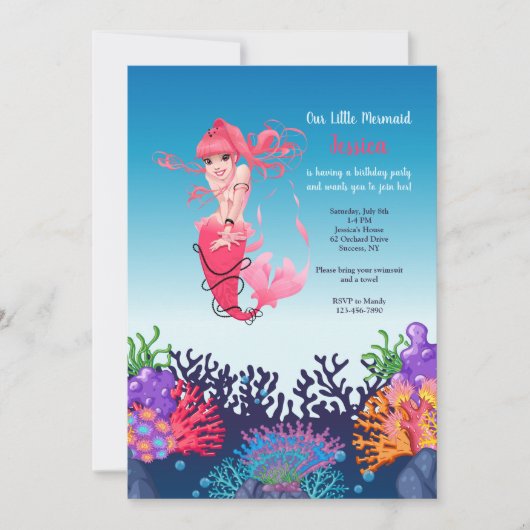 Roze uitnodiging tot het indienen van Zeemeermin (Voorkant)