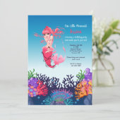 Roze uitnodiging tot het indienen van Zeemeermin (Staand voorkant)