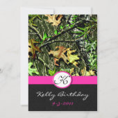 Roze uitnodiging tot het jagen van Camo Birthday (Voorkant)