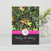 Roze uitnodiging tot het jagen van Camo Birthday (Staand voorkant)