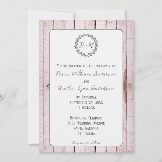 Roze Uitnodiging tot weddenschap op roze Rustic (Voorkant)