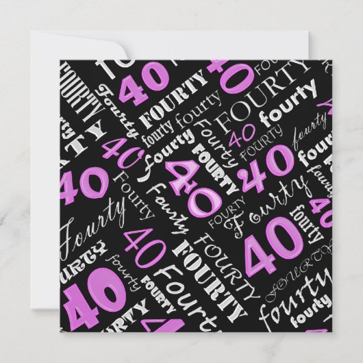 Roze uitnodiging van de 40e verjaardag van de verj (Voorkant)