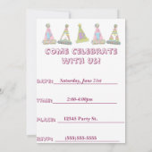 Roze uitnodiging van de Birthday Cake Party (Achterkant)