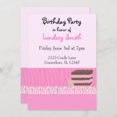 Roze uitnodiging van de Birthday Party (Voorkant / Achterkant)