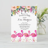 Roze uitnodiging van de GraduPartij van de Flaming (Staand voorkant)