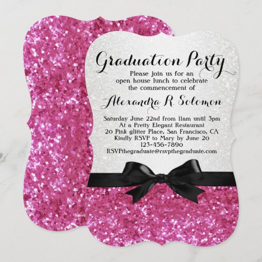 Roze uitnodiging van de Partij van de Graduatie va (Voorkant / Achterkant)