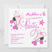 Roze uitnodiging van de Partij van het Schaats Rol (Voorkant)