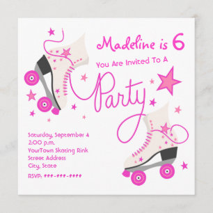 Roze uitnodiging van de Partij van het Schaats Rol