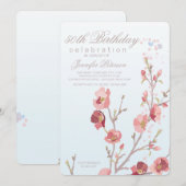 Roze uitnodiging van Dogwood Birthday Party (Voorkant / Achterkant)