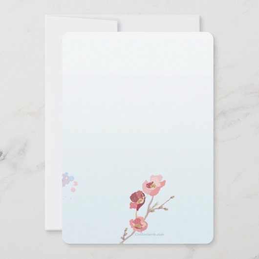 Roze uitnodiging van Dogwood Birthday Party (Achterkant)