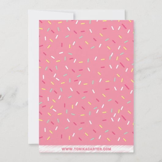 Roze uitnodiging van Donut Birthday (Achterkant)