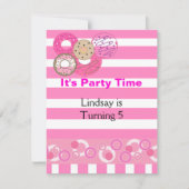 Roze uitnodiging van Donut Birthday Party (Voorkant)