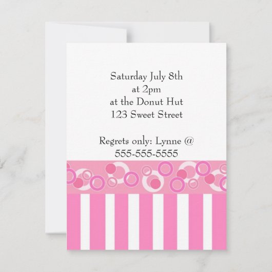 Roze uitnodiging van Donut Birthday Party (Achterkant)