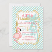 Roze uitnodiging van Flamingo Birthday Party (Voorkant)