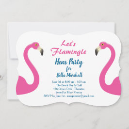 Roze uitnodiging van Flamingo Hens Party