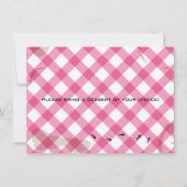Roze uitnodiging van Gingham Picnic BBQ Party (Achterkant)