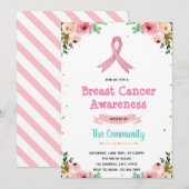 Roze uitnodiging voor borstkanker (Voorkant / Achterkant)