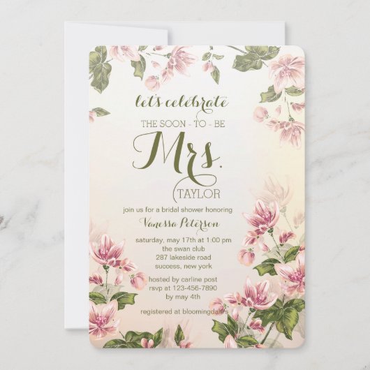 Roze uitnodiging voor Dogwood (Voorkant)