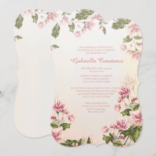 Roze uitnodiging voor Dogwood (Voorkant / Achterkant)