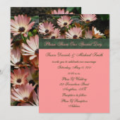 Roze uitnodiging voor een Floral Wedding door Afri (Voorkant / Achterkant)