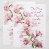 Roze uitnodiging voor een orchidee bruiloft met cy (Voorkant / Achterkant)