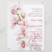 Roze uitnodiging voor een orchidee bruiloft met cy (Achterkant)
