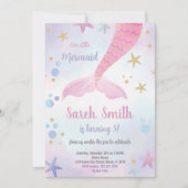 Roze uitnodiging voor een wedstrijd van Mermaid (Voorkant)