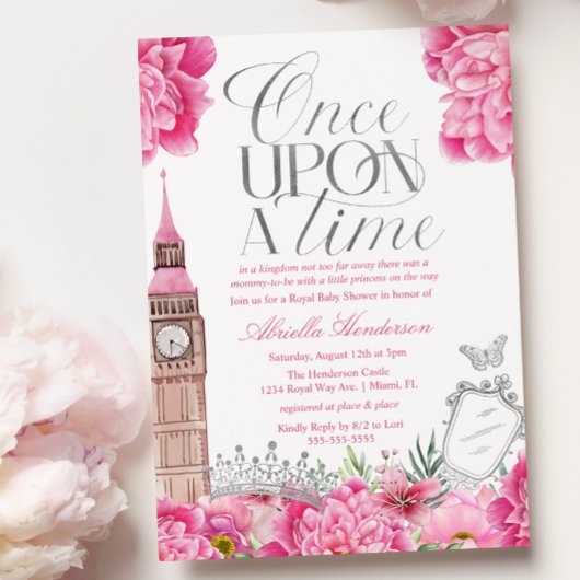 Roze Uitnodiging voor Eens Upon a Time Prinses Bab