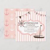 Roze uitnodiging voor geboorte van banner van neus (Voorkant / Achterkant)