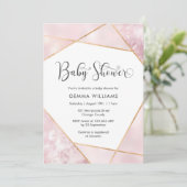 Roze uitnodiging voor geometrisch Baby shower (Staand voorkant)