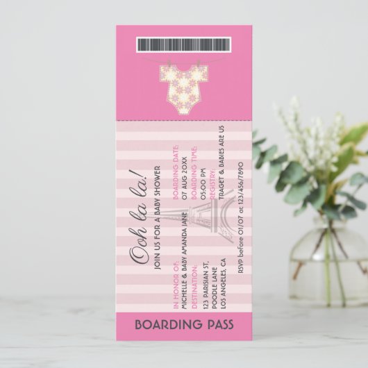 Roze uitnodiging voor het Baby shower van de insta (Staand voorkant)