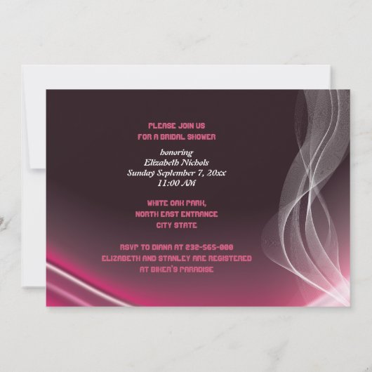 Roze uitnodiging voor het douchen naar fietsen met (Achterkant)