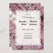 Roze uitnodiging voor het flororale huwelijk (Voorkant / Achterkant)