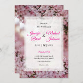Roze uitnodiging voor het flororale huwelijk (Voorkant / Achterkant)