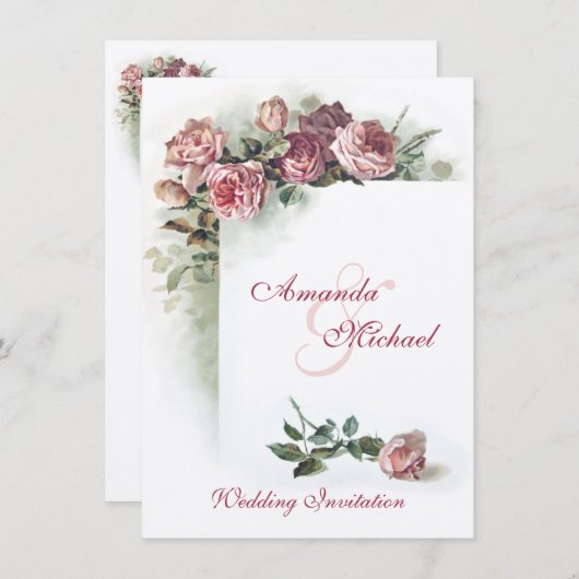 Roze uitnodiging voor het huwelijk (Voorkant / Achterkant)