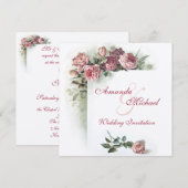 Roze uitnodiging voor het huwelijk (Voorkant / Achterkant)
